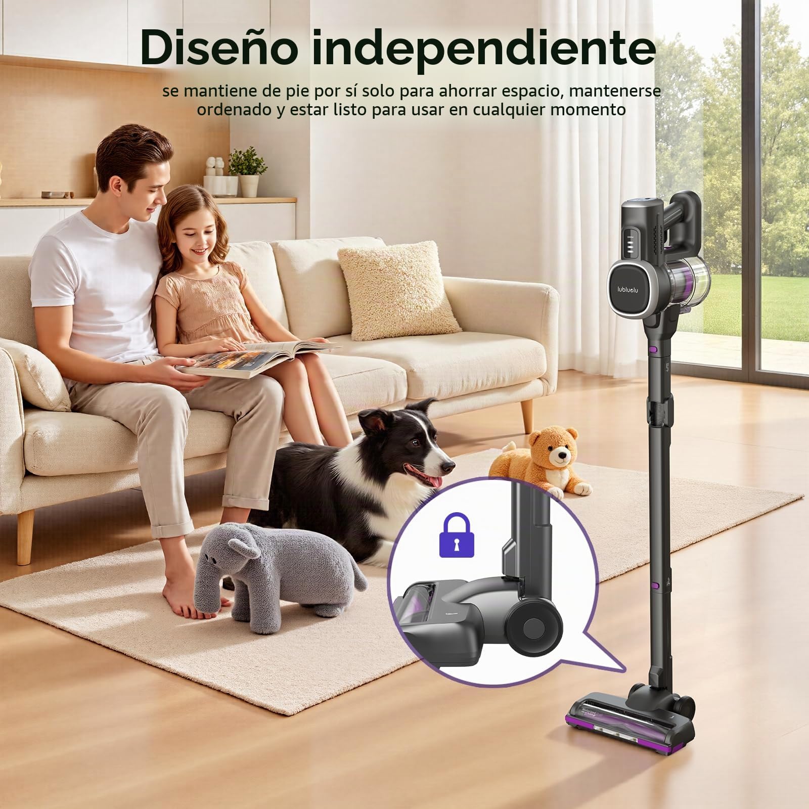 Lubluelu Aspiradora inalámbrica con batería, potencia de succión inalámbrica, aspiradora de 25,9 V, con batería independiente, 50 min, 120.000 rpm, aspiradora inalámbrica para pelo de animales