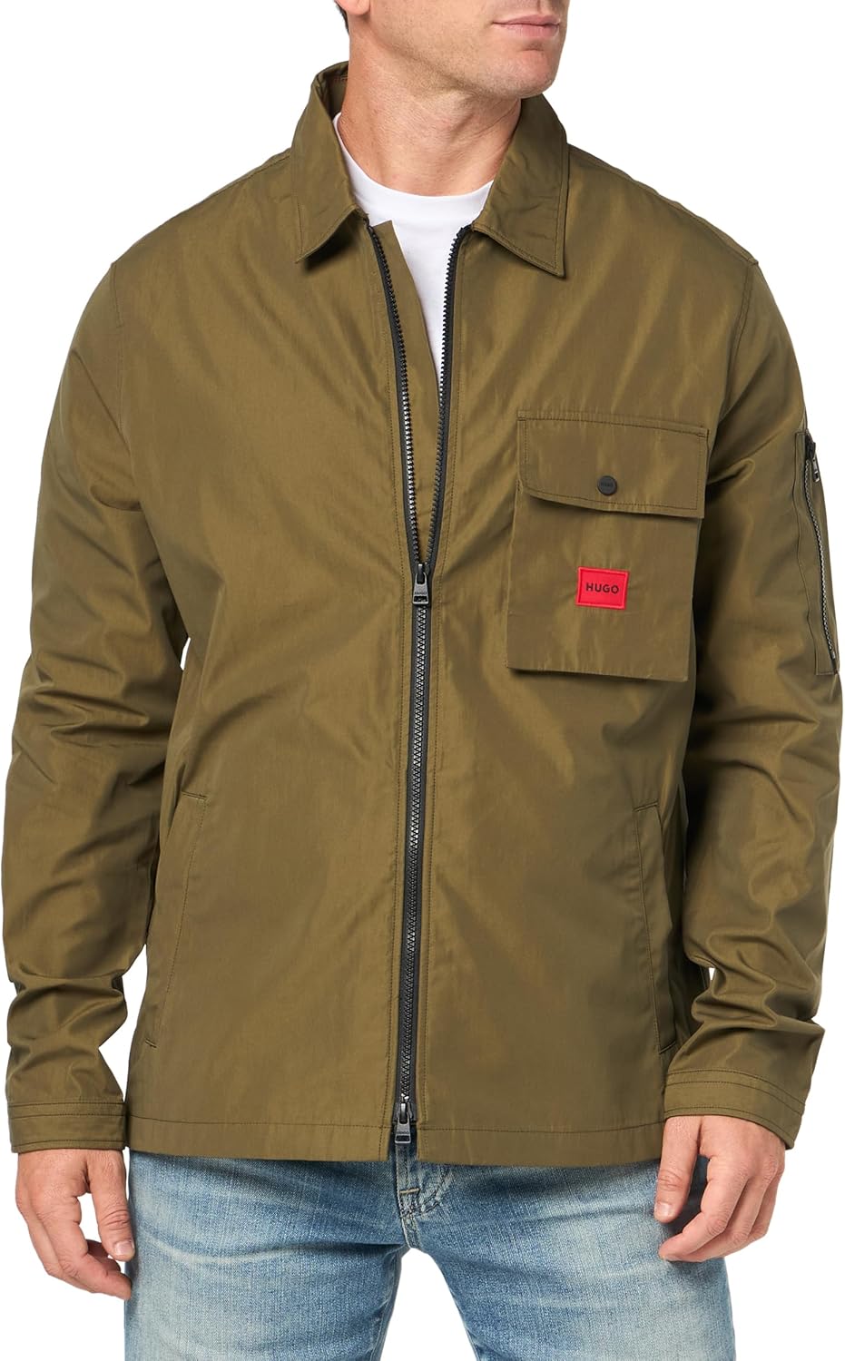 Hugo Men's Cotton Mix Canvas Zip Up Overshirt