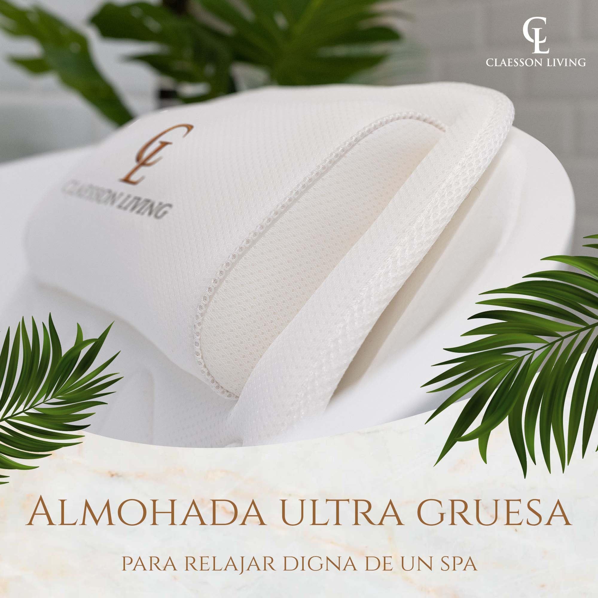 Cojin bañera (125x43cm) - Almohada bañera con apoyacabezas y Soportes para el Cuello, Espalda y piernas – Incluye: Bath Pillow, Bolsas de Lavado y de Viaje, Ganchos para Secado rápido sobre Blanco
