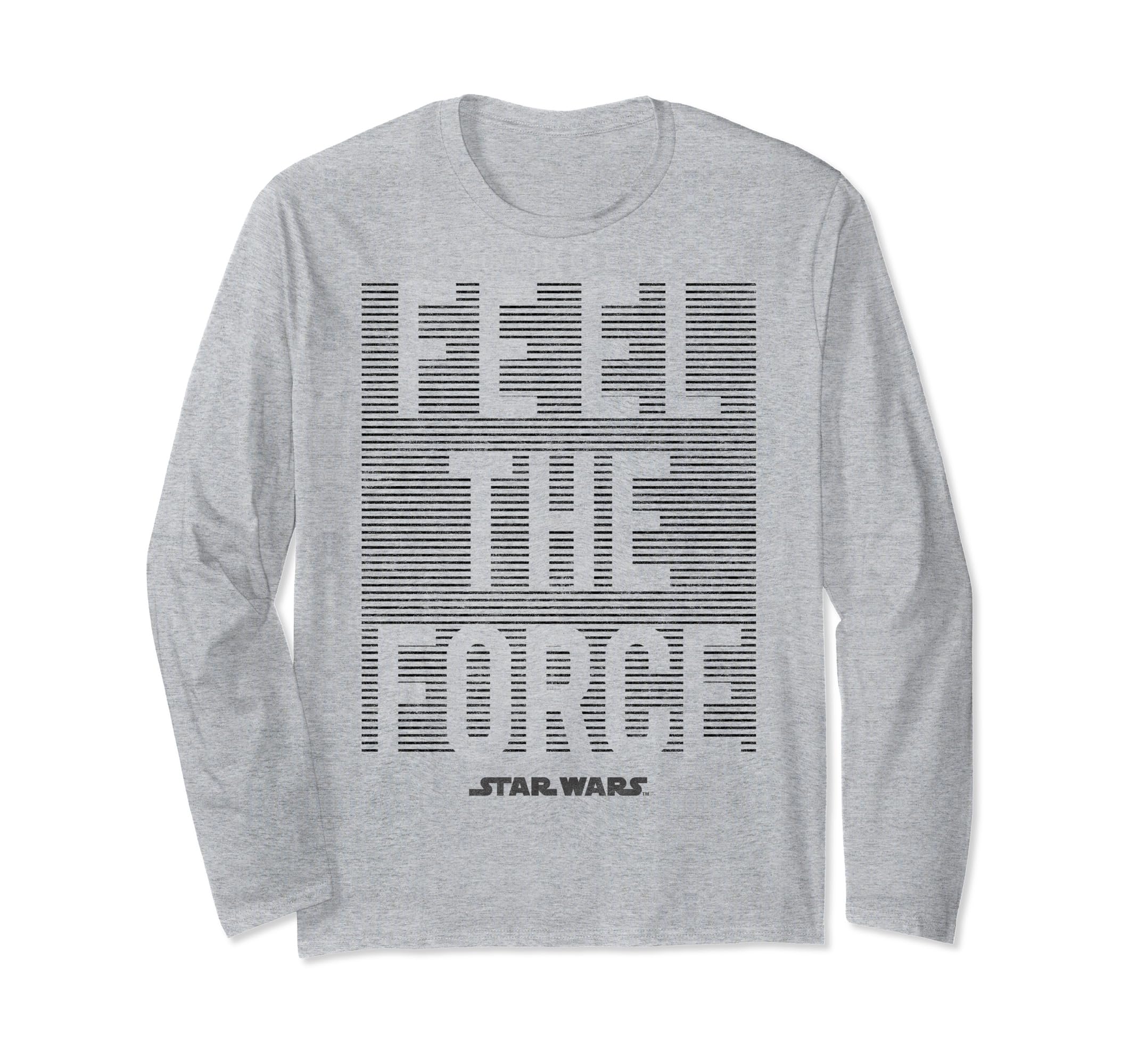 Star Wars Last Jedi Force Feels Lines Stamp Long Sleeve T-Shirt, Grey