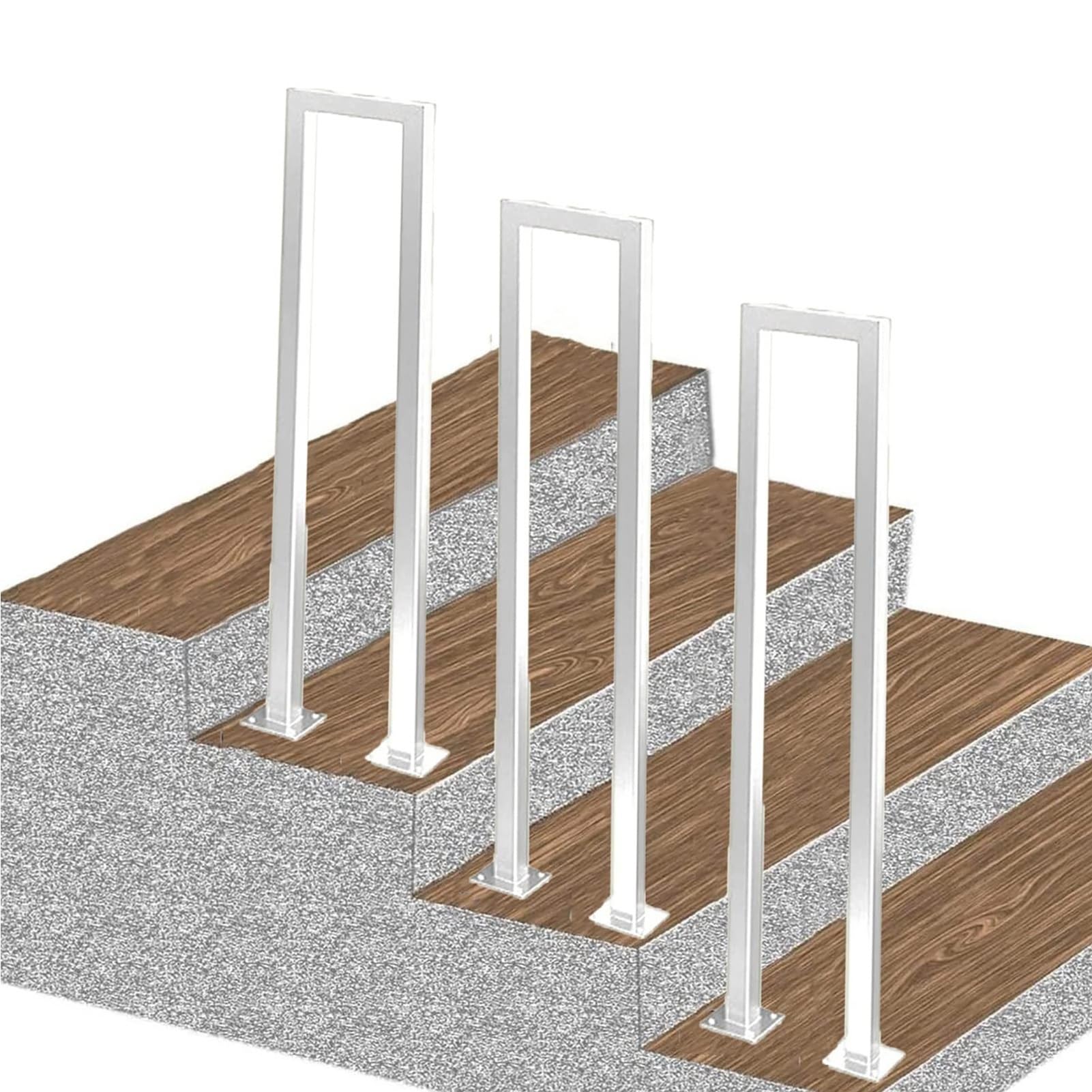 LWJSOCP Metal Stair Railing Kit Indoor/Outdoor Stair Handrail for Garden Loft and Steps Non Slip Balusters and Handrails White 55CM (1.8FT)