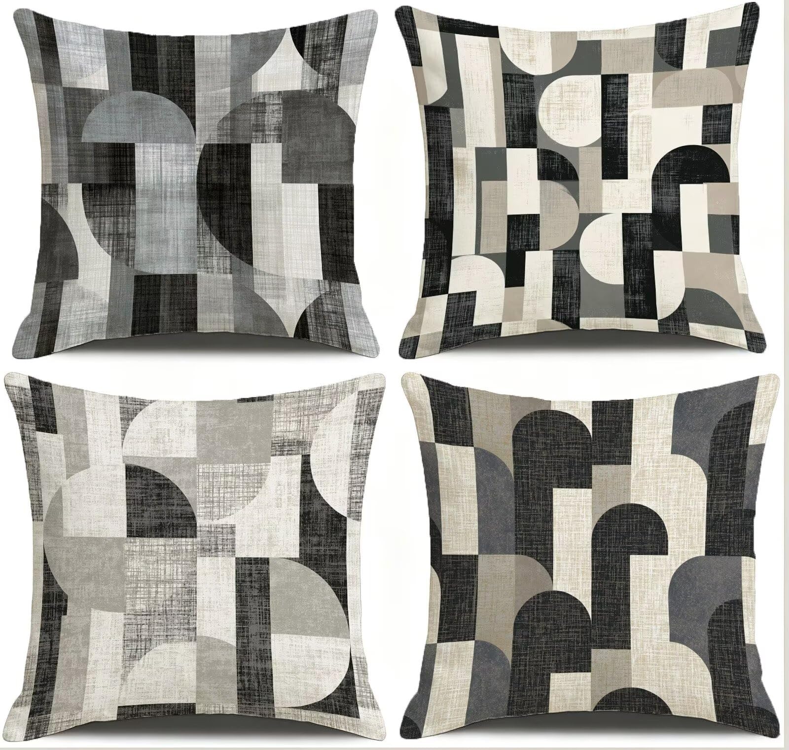 Beige Federe Cuscini Divano 75x75cm, Cuscini da Esterno Set de 4, Cod-851