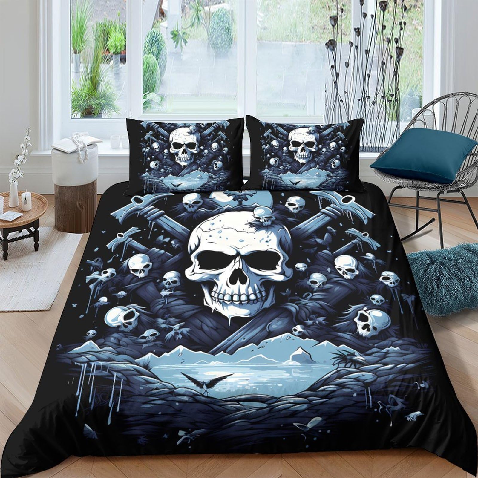 Ctjqhvkz Style-5 3D Printed Skull Pirate Fitted Sheet Microfiber Dark Ocean Bed Cover For Bedroom Dorm Easy Care Decor Single（135X200cm）