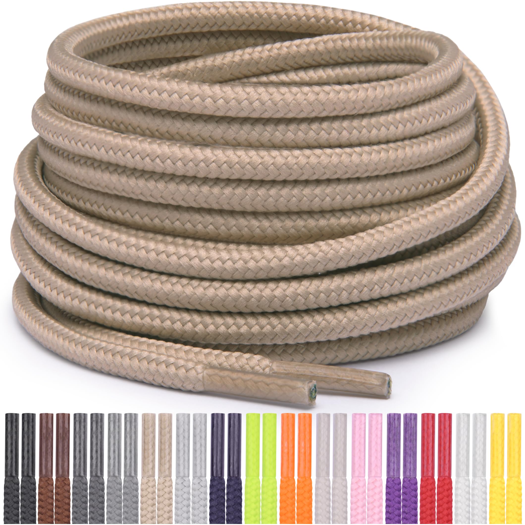 Miscly Round Shoelaces [1 Pair] 5/32″ Thick - For Shoes, Sneakers & Boots