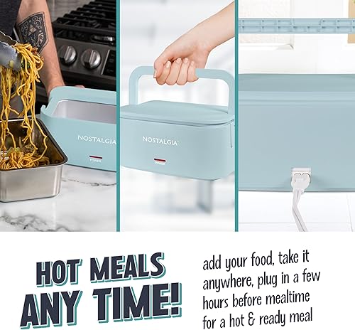 Miniatura 5 de Nostalgia Lonchera eléctrica térmica de 32 onzas  Tamaño de viaje de 4 tazas de capacidad para sopa, pasta y sobras  Tapa sellada de silicona a