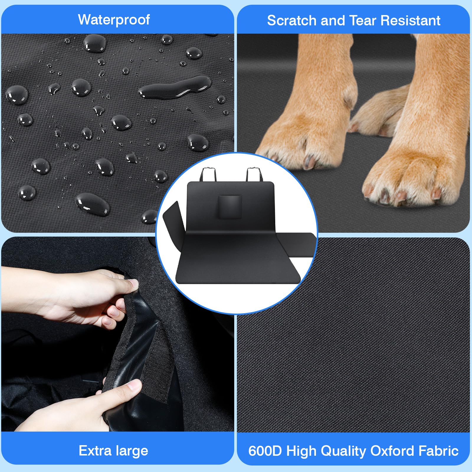 AiQInu Telo Auto per Cani 184 * 105 cm, Telo Macchina per Cani, Impermeabile, Antiscivolo e Resistente ai Graffi, Copri Bagagliaio per Auto, SUV, Durevole