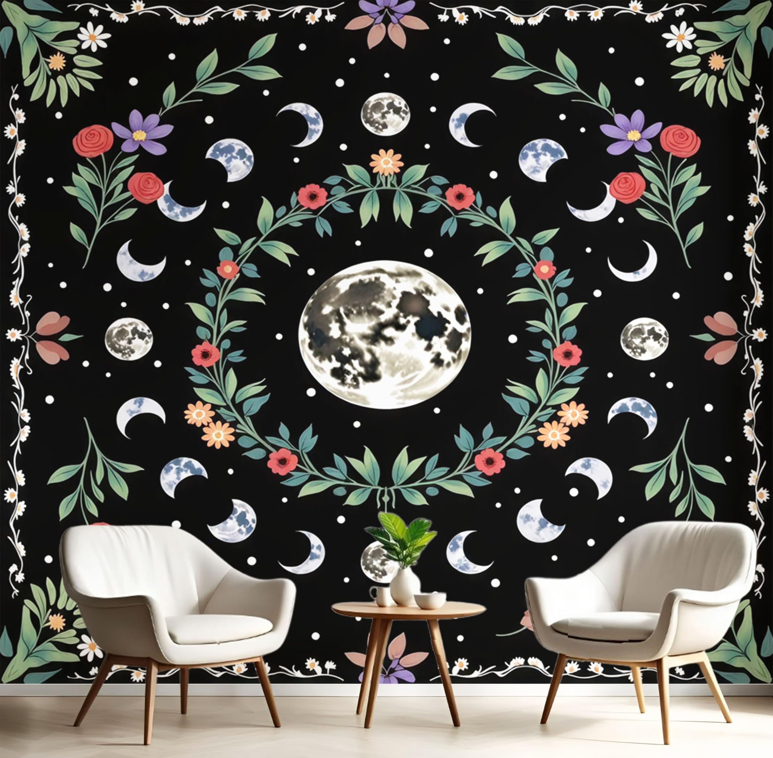 Papier peint panoramique ciel étoilé couronne de lune salon