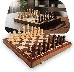 Jogo Xadrez Clássico Profissional Grande Luxo Tabuleiro Peças 100% Madeira Reflorestada Acabamento em Verniz com Rainhas Extras