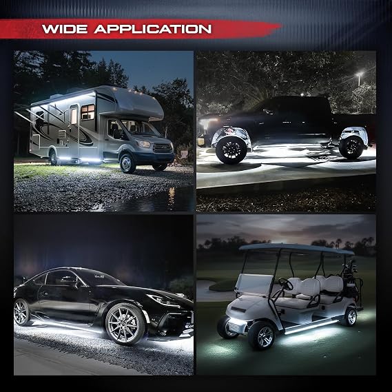 OPT7 Aura Aluminum White Underglow Lights for Car with Remote Control