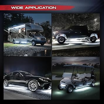 OPT7 Aura Aluminum White Underglow Lights for Car with Remote Control