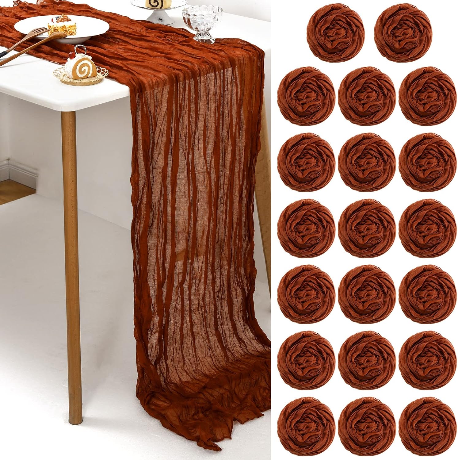 Tudomro Cheesecloth Table Runner Gauze Table Runner 35 x 120 Inch Boho