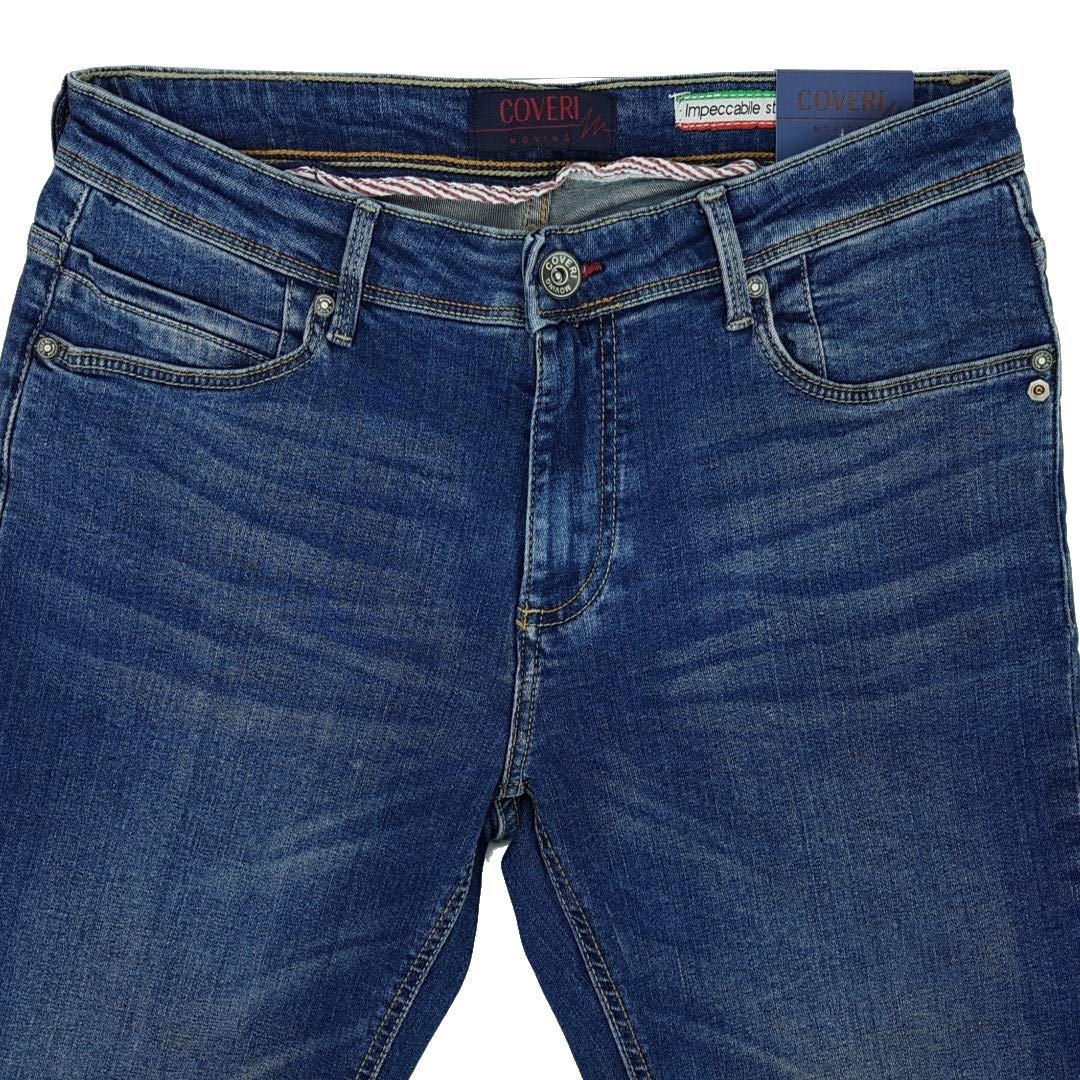 Coveri Jeans Uomo Slim Fit Denim 5 Tasche 46 48 50 52 54 56 58 (56 - Denim)