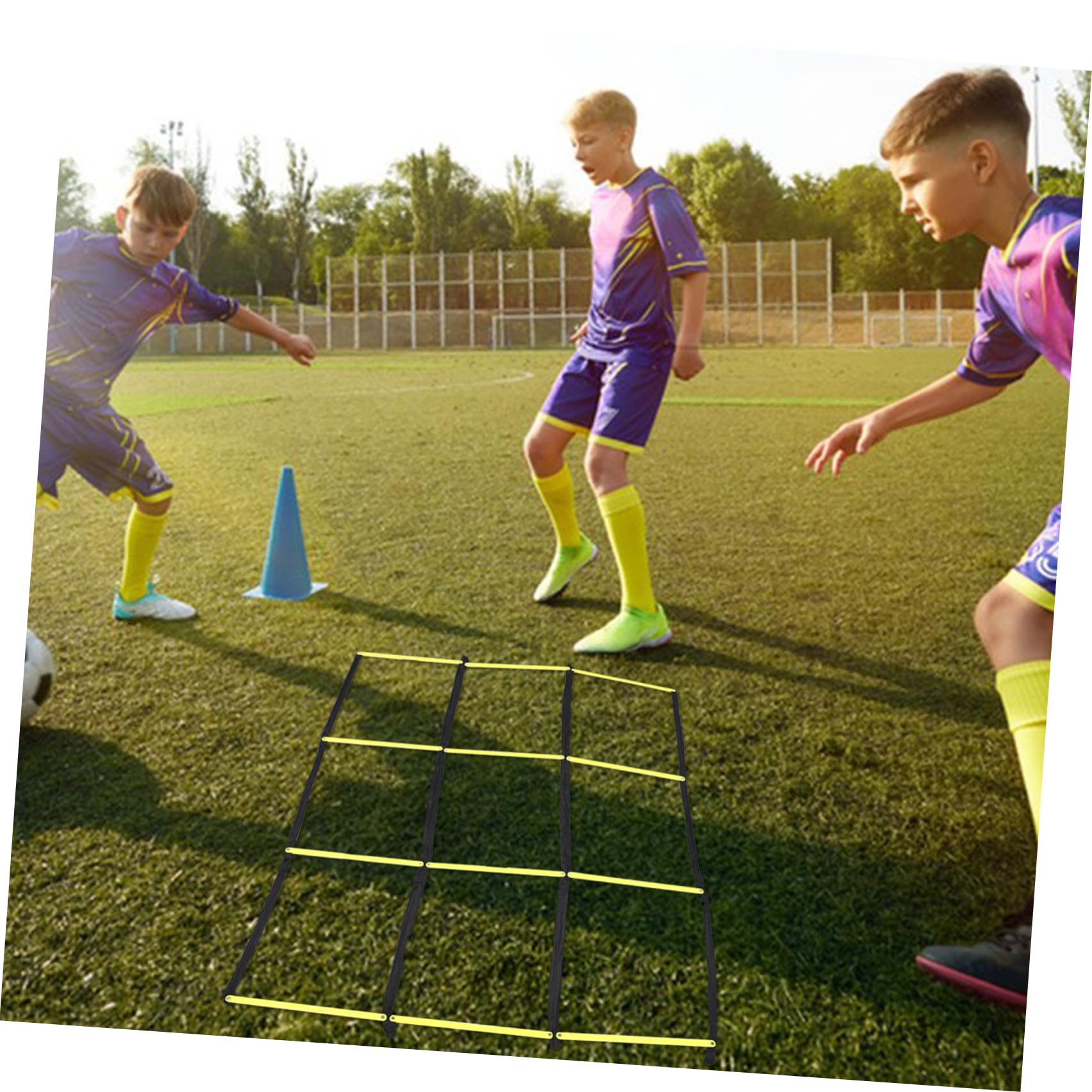 ifundom Scala per Agilità da Calcio Pieghevole e Portatile Design a Nove Quadrati in Pp, Leggera e Resistente, per Allenamenti Individuali e Allenamento Calcistico