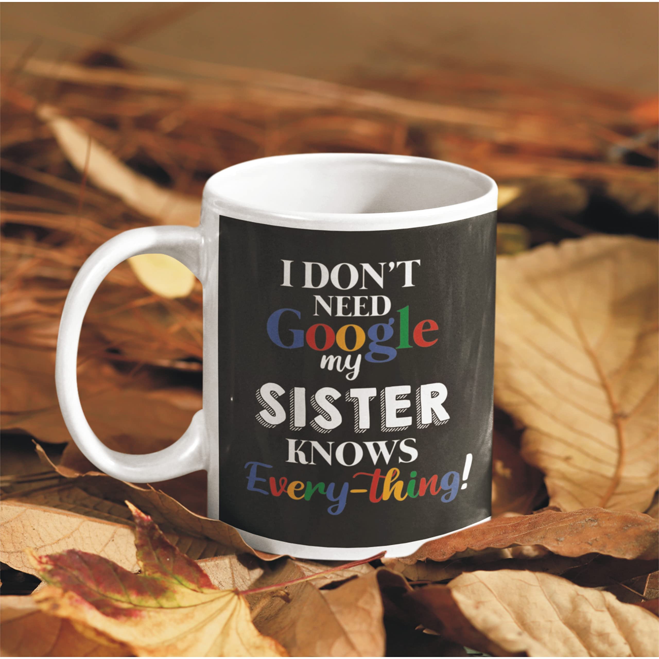 Family ShopingFamily Shoping Bhaidooj Gifts for Sister I Dont Need Google Because My Sister Knows Everything Ceramic Printed Coffee Mug_320ml
