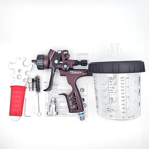 Miniatura 9 de HVLP 6800B Pistola pulverizadora de 0.051 in sin taza de lavado y adaptador de spayer de coche, herramienta de pintura, pistola de pintura de aire