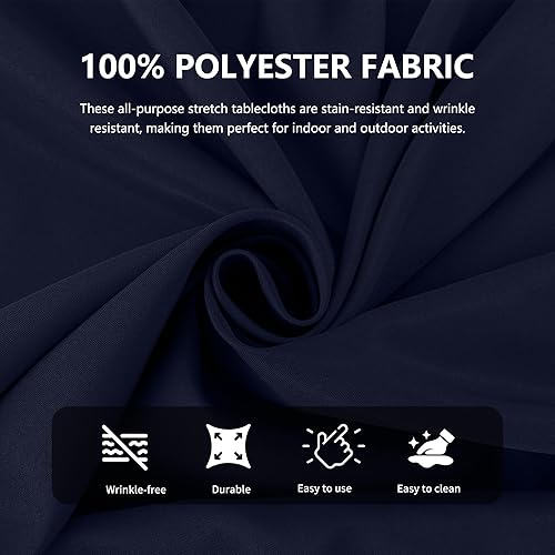 Miniatura 3 de ManMengJi Paquete de 2 manteles rectangulares ajustables para mesas de 6 pies, resistentes al agua, lavables, para bodas, banquetes y ferias