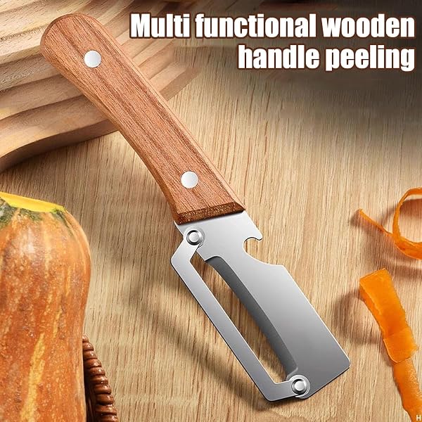 3PCS Zero Snag Wooden Peeler, Zero Snag Wooden Kitchen Tool, Peeler with Bottle Opener, 2-in-1 Multi-Functional Vegetable Peeler for Kitchen, for Fruit Veggie, Includes Bottle Opener - 2