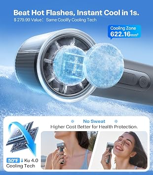 TORRAS COOLiFY iva Handheld Fan with Ice Cooler, [Chill by 50F], 0-100 Adjustable Speed, Super Mini Powerful Portable Fan 4900mAh Rechargeable, Hand Fans for Travel Essentials,Gift for Father,Grey