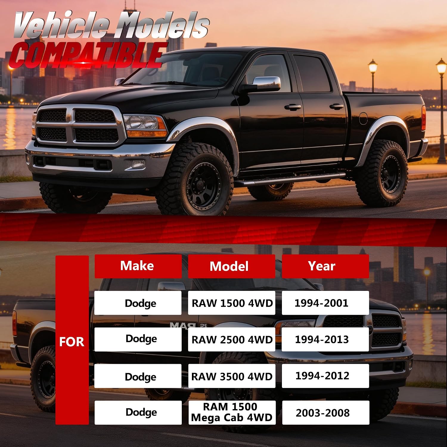 Leveling Lift Kit 3" Front Ram 1500 4WD 1994-2001,1994-2013 Ram 2500/3500 4WD, Front Suspension Level Kit Raise Your Pickup 3"