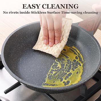 SENSARTE Nonstick Saucepan 2 Quart with 10 inch Frying Pan with Lid, Kitchen Cookware Set, PFOA Free