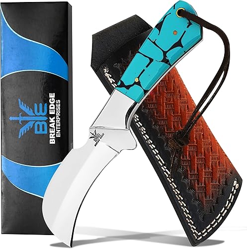 Miniatura 97 de Cuchillo de acero hecho a mano con funda de cuero, cuchillo utilitario resistente, cuchillo de electricista para desollar alambre para profesional