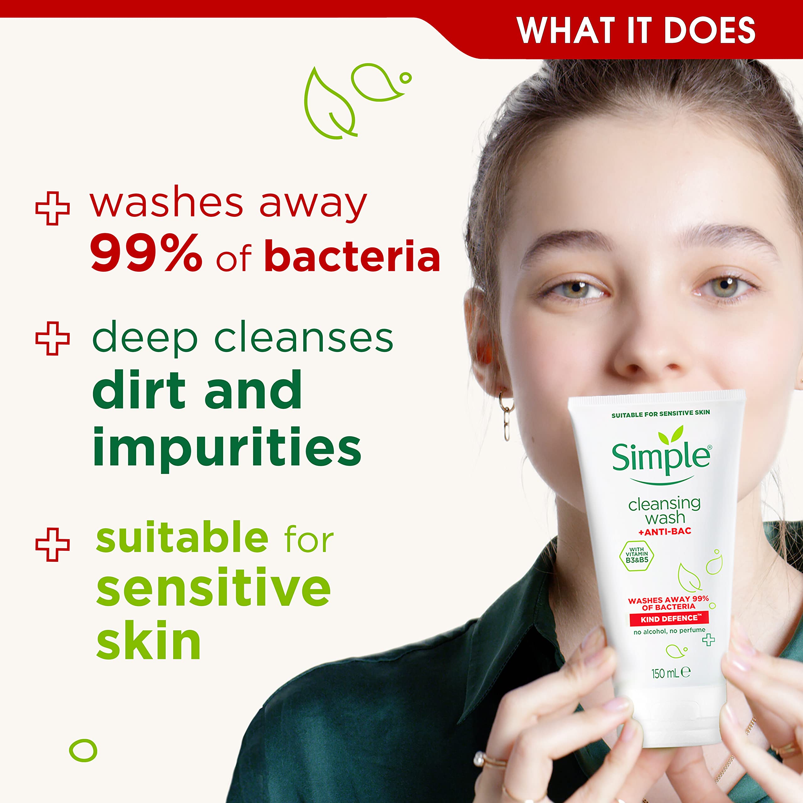 simple anti bac cleansing water Kind Defence +ANTI-BAC Face Wash, 150ml Beauty Where to Get B12 Quantity:Single Vial Simple Cleansing Micellar Water rectangle