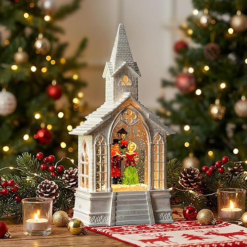 Miniatura 16 de Globo de nieve de Navidad, escena cardenal iluminada, linterna musical de agua de nieve, decoración navideña brillante y regalo para familiares