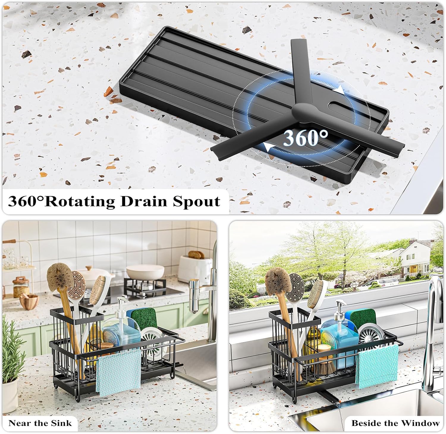 Organizer Cucina Acciaio Inossidabile Con Scarico Automatico - Porta Spugne E Asciugamani Per Lavello - Foto 3