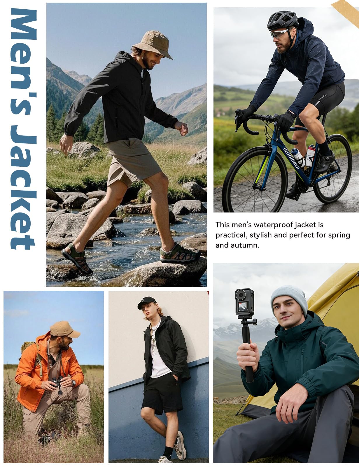 Xnova Chaqueta Impermeable Hombre Cortavientos Plegable con Capucha para Senderismo