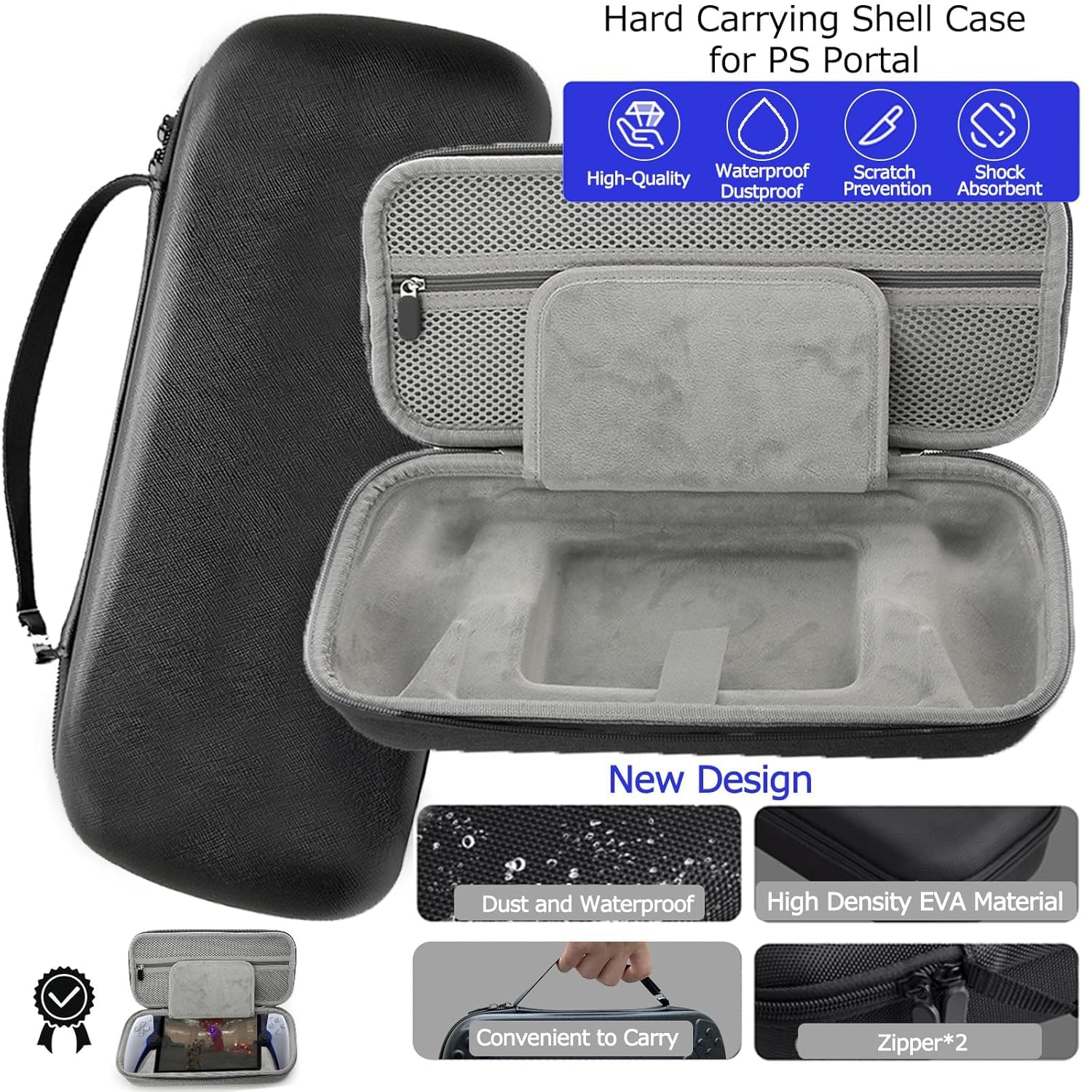 AriKroii 6 in 1 Set di Accessori per PlayStation Portal,Custodia per PS Portal Remote Player,per PS Portal Storage Bag,Cover per PS Portal,2 vetro temperato,Custodia EVA