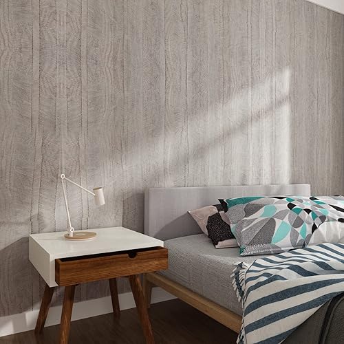 Miniatura 5 de VEELIKE Papel de contacto de madera gris para despegar y pegar de madera, papel tapiz de espiga de 15.7 x 354 pulgadas, papel tapiz extraíble