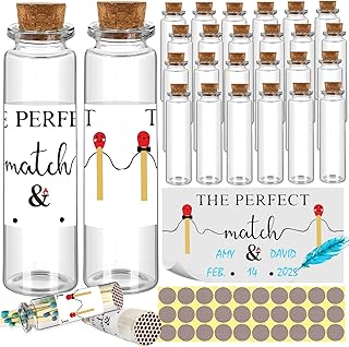 26 Set of Empty Match Jars With Cork Top And 30 Striker Stickers and