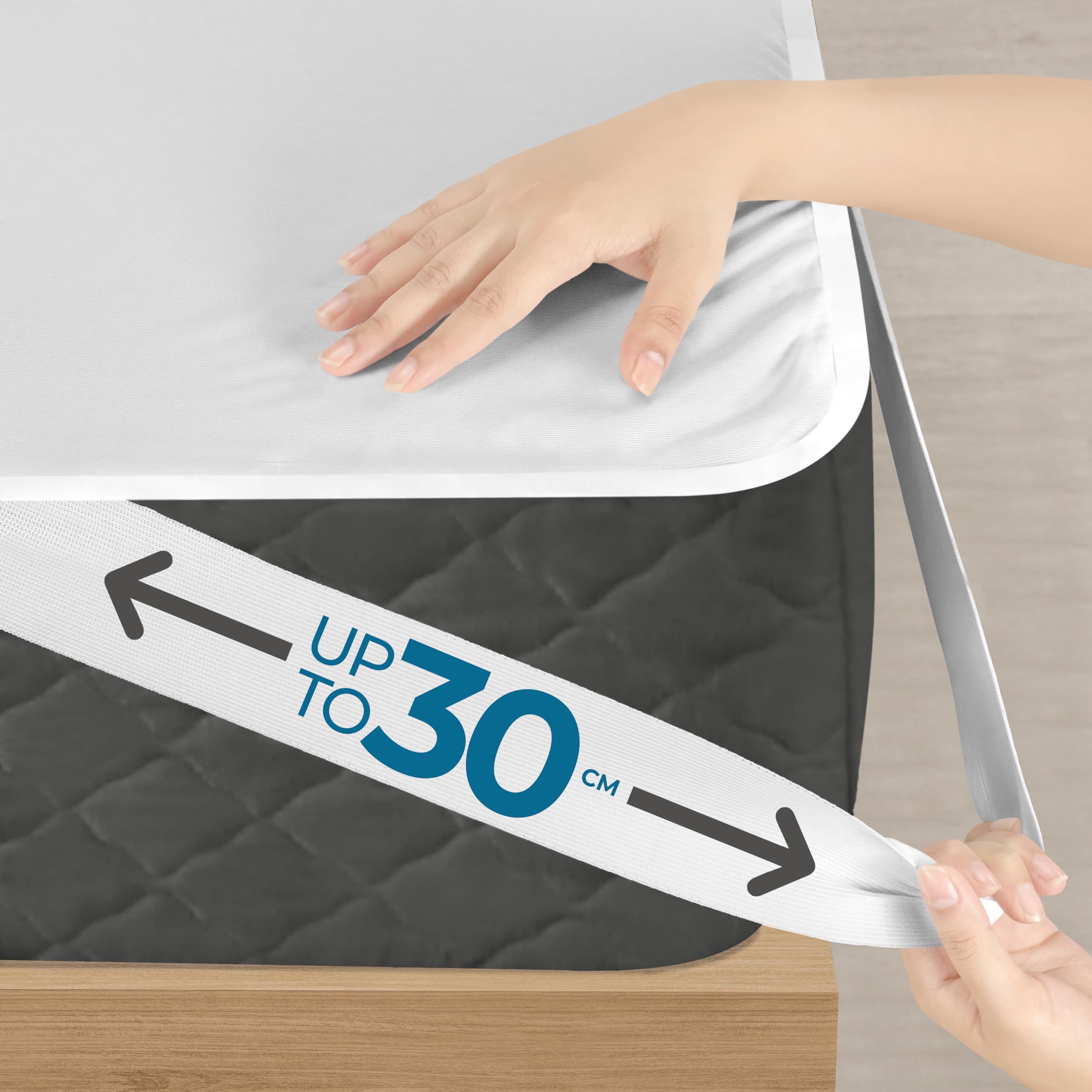 Utopia Bedding Matrasbeschermer 90 x 200 30 cm Waterdicht, Premium