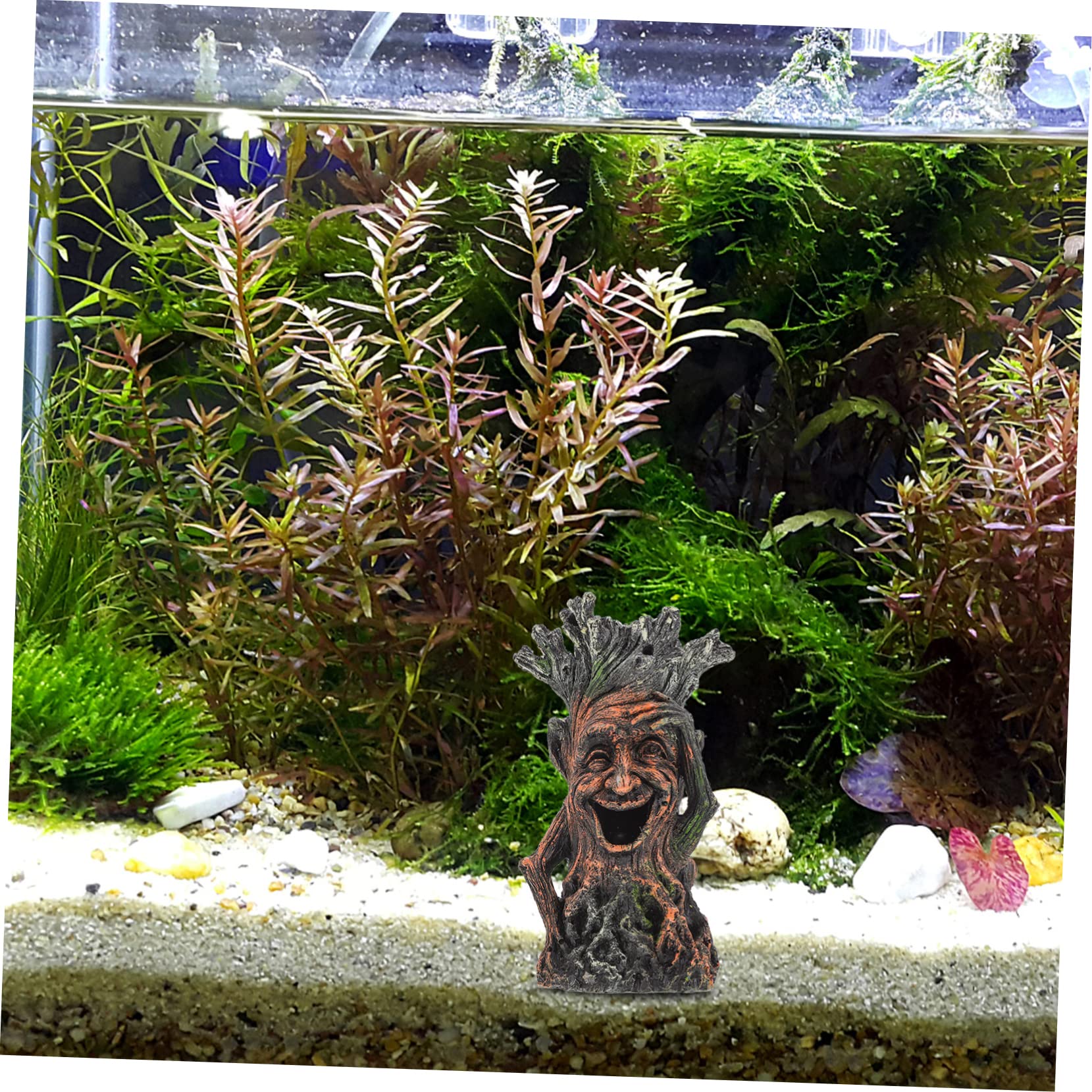 Décoration Aquarium Résine Tronc Arbre Artificiel Visage Souriant Homme Mort Accessoire Aménagement Paysager