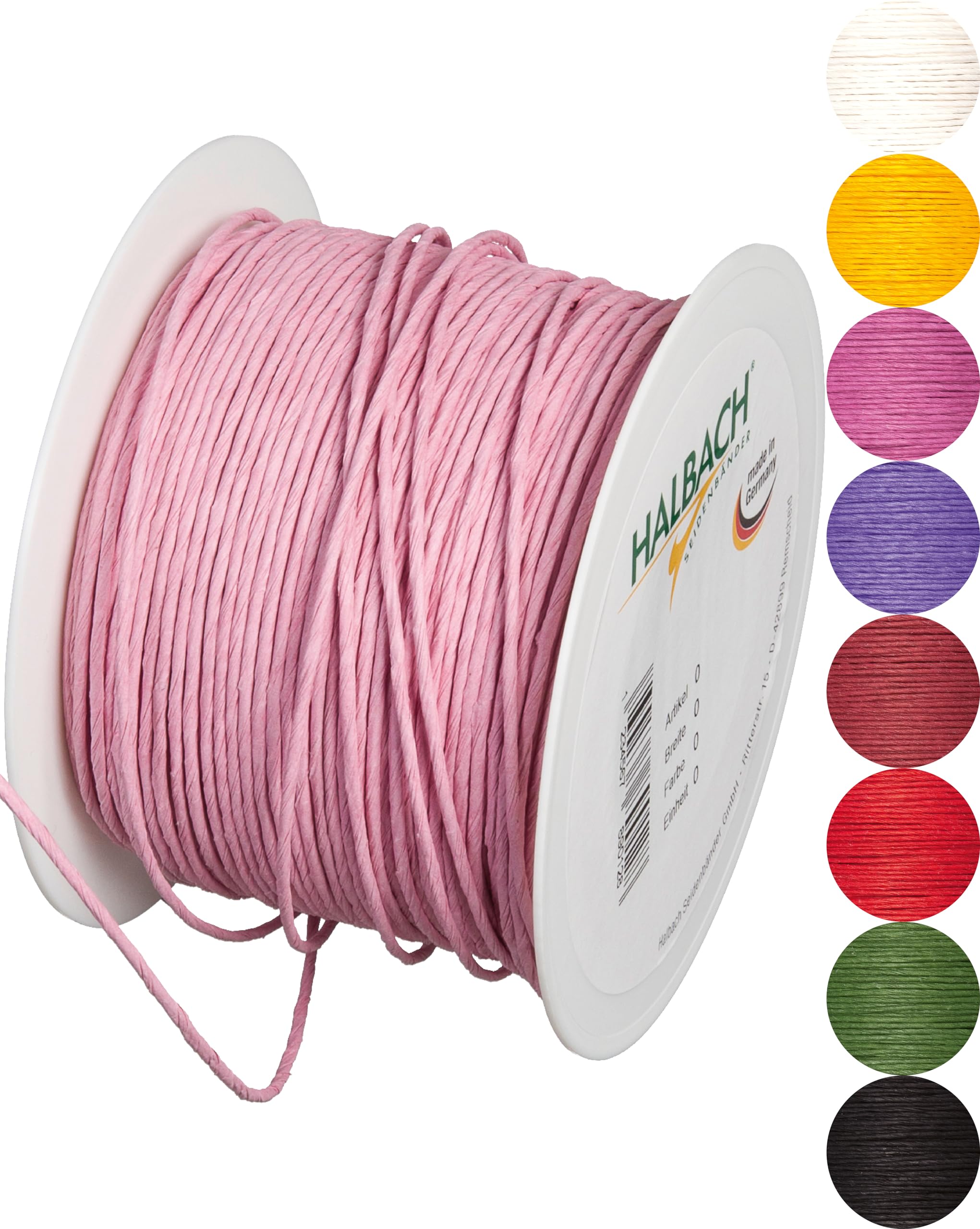Halbach Seidenbänder Papierdraad van gerecycled papier met draad, breedte 2 mm, lengte 100 m, papieren koord om te knutselen en voor de bloemisterij, knutseldraad voor creatieve ideeën, kleur