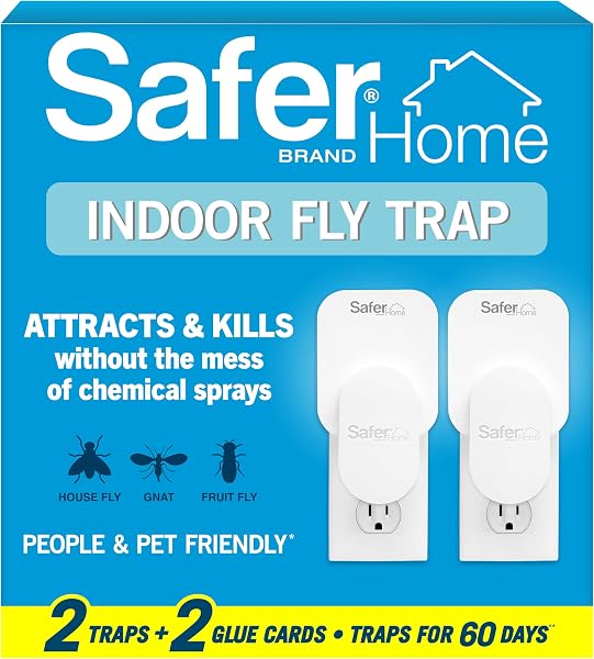 Safer Home Flying Insect Trap, Plug-in Fruit Fly Trap for Indoors, 2-Pack | Flying Insect, Moth, & Gnat Trap, Fruit Fly
