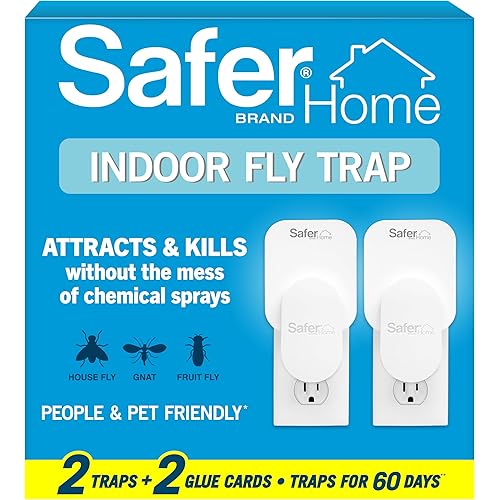 Safer Home Indoor Plug-in Fly Trap - SH502-2SR - Effective Fruit Fly Traps for Indoors, Gnat Traps for House Indoor, 800 Total Sq Ft Protection - 2 Devices + 2 Glue Cards