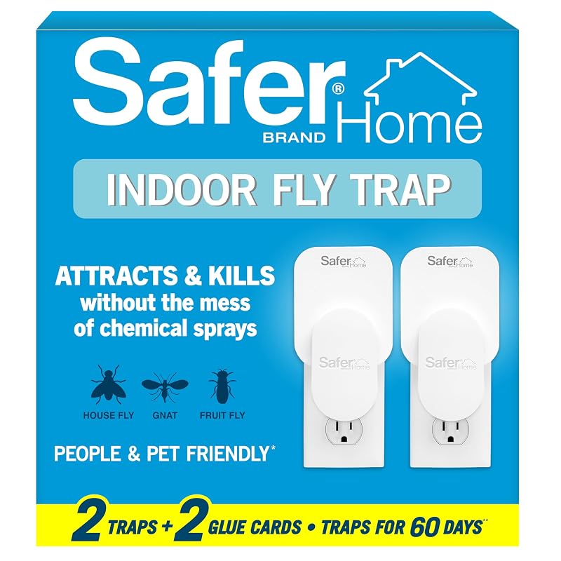 Trampa para insectos voladores Safer Home, trampa para moscas de la fruta para interiores, paquete de 2 unidades + 2 tarjetas adhesivas