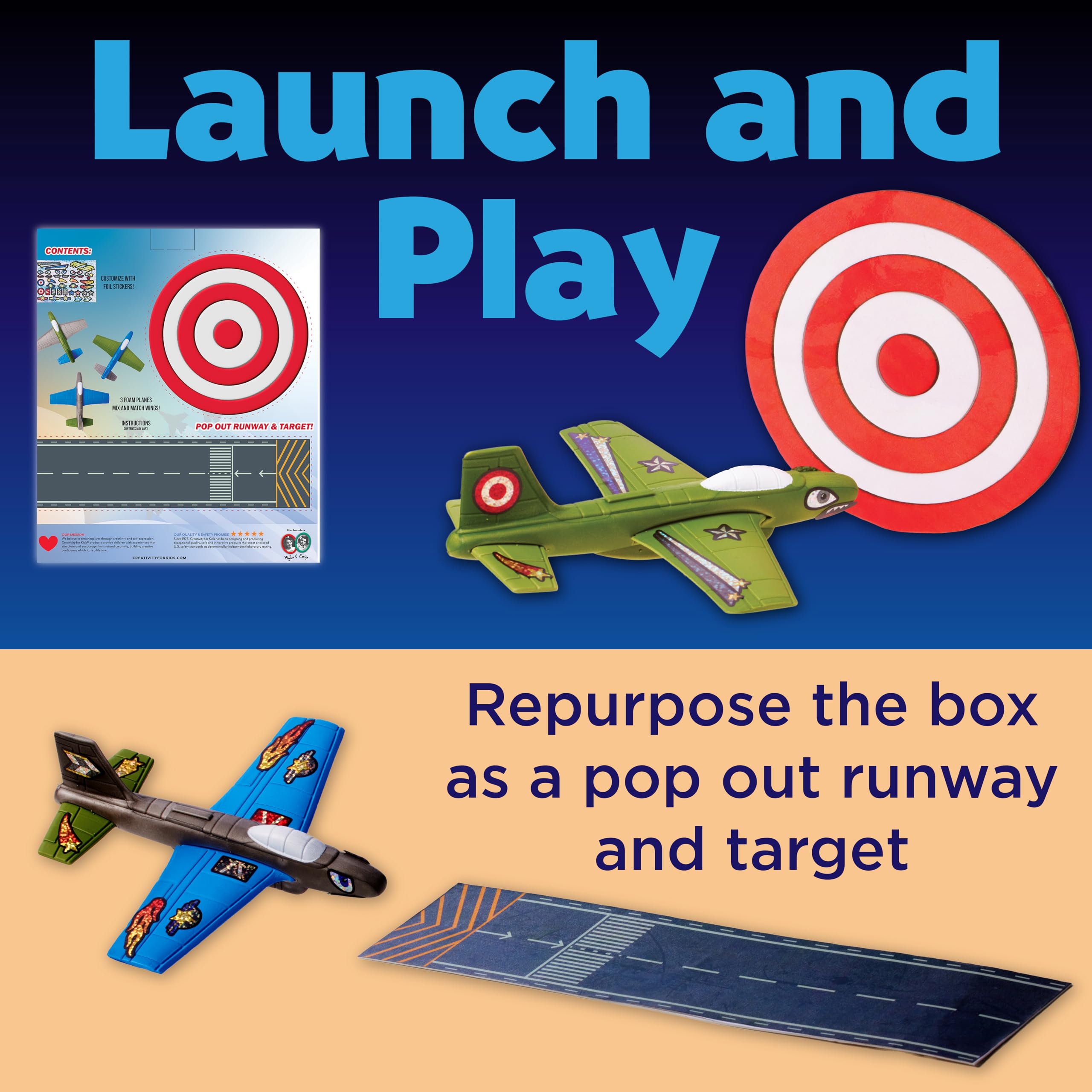 Creativity for Kids Stunt Squadron Foam Fliers: Macht 3 Flugzeug-Spielzeuge für Kinder, Bastel- und STEM-Kits für Kinder im Alter von 5–8 Jahren, Spielzeug für Jungen und Mädchen, Geschenke für Jungen
