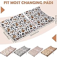Vista 2 de 4 Pcs Western Stretchy Baby Changing Pad Covers for Boys and Girls Soft Diaper Changing Table Pad Cover Breathable Comfy Newborn Baby Cradle Sheets