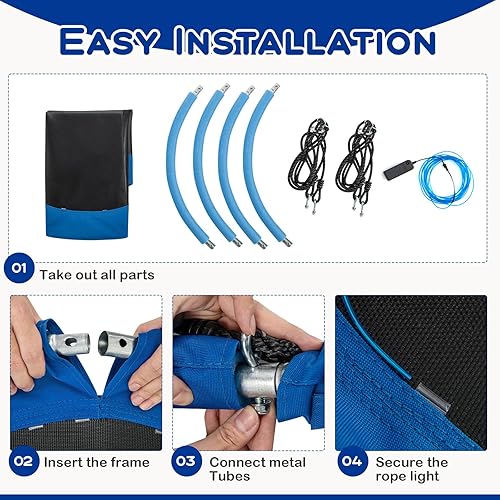 Miniatura 5 de Costzon Columpio de árbol de 40 pulgadas con luces LED para niños y adultos, columpio de platillo volador para interiores y exteriores con cuerdas