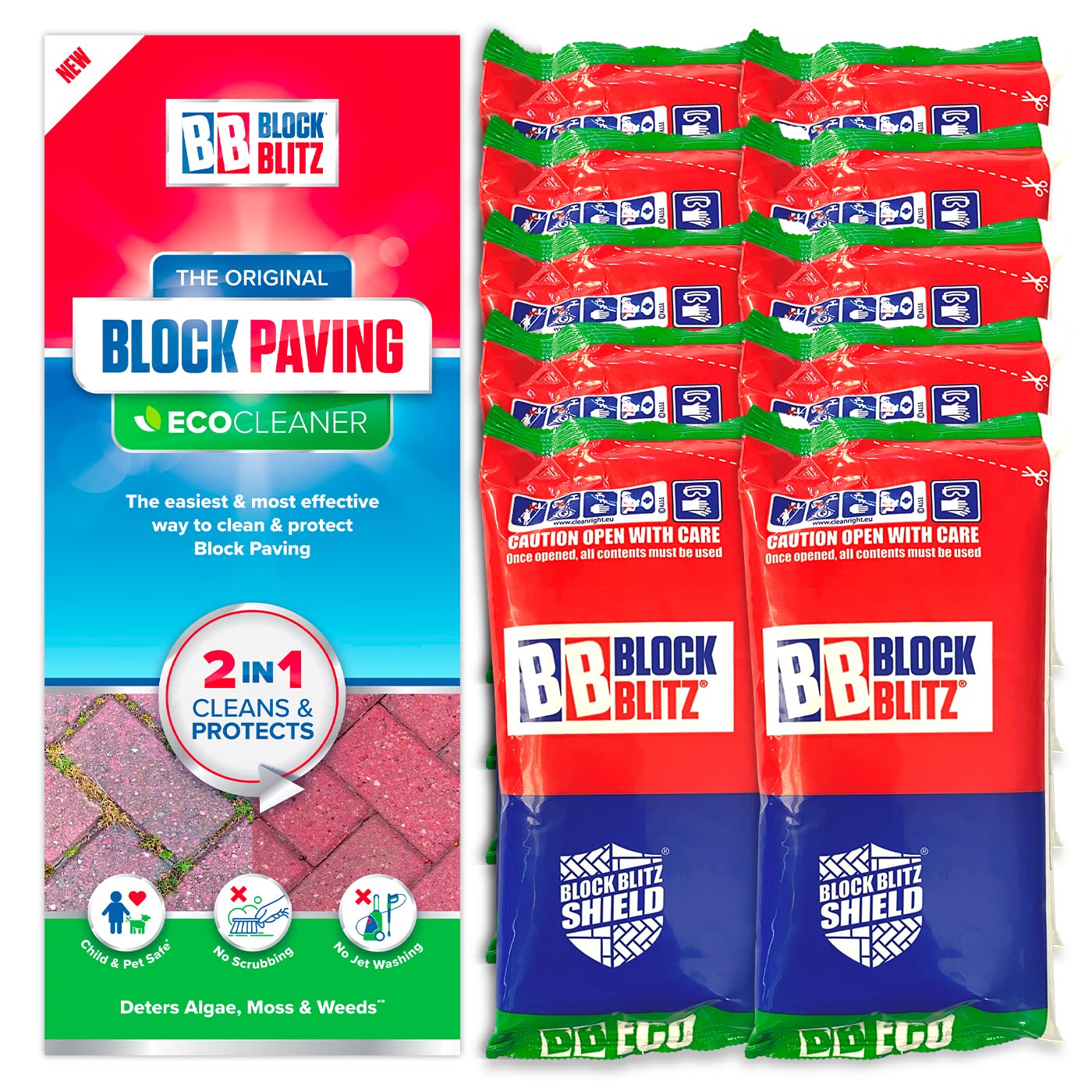 Block Blitz Block Paving Eco Cleaner Treatment: 10 x 390g Pouches ...