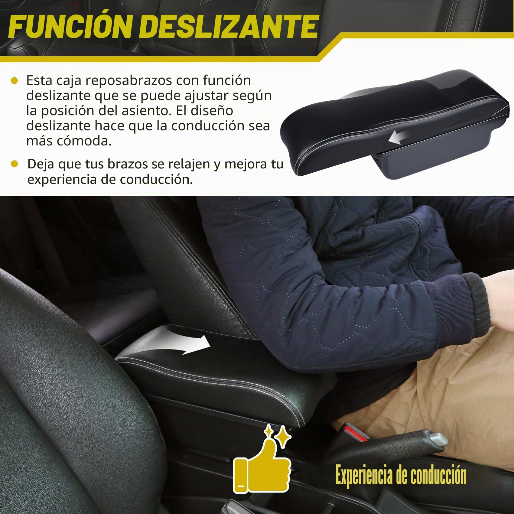 Apoyabrazos Para Peugeot 2008/208 (2019-2024) Apoyabrazos Coche Consola Reposabrazos Central Negro Cuero Caja con conexión USB