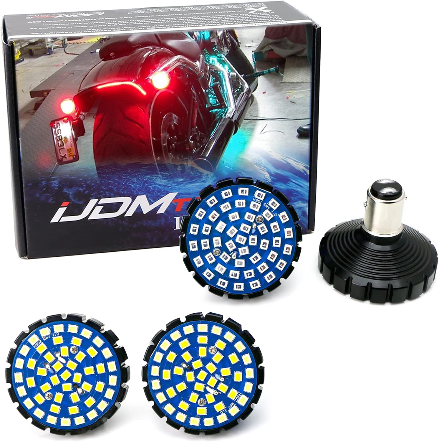 iJDMTOY 2Inch Amber/White Switchback & Red Full LED Turn