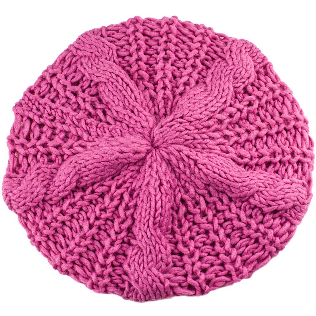 Bluelans Women's Rose Red Bluelans® Lady Knitted Beret Braided Baggy Beanie Crochet Hat Ski Cap (Rose Red)