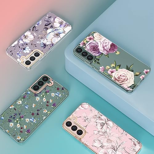 Miniatura 3 de MILPROX Funda compatible con Samsung Galaxy S22, bonito diseño de funda para niñas y mujeres, a prueba de golpes, patrón floral, parte trasera dura,