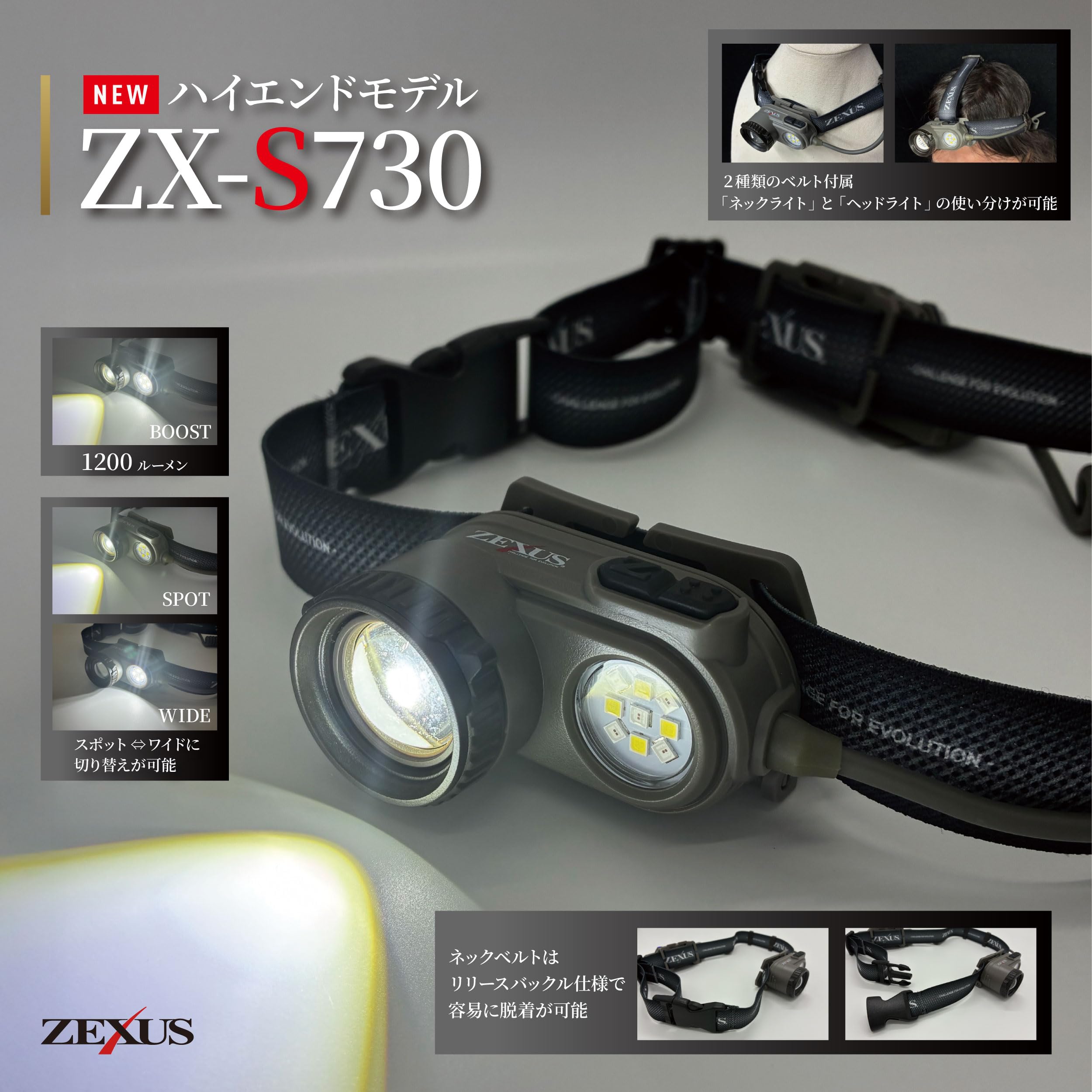 Amazon.co.jp: ZEXUS ZX-S730 LED Headlight, Rechargeable with ZR-02
