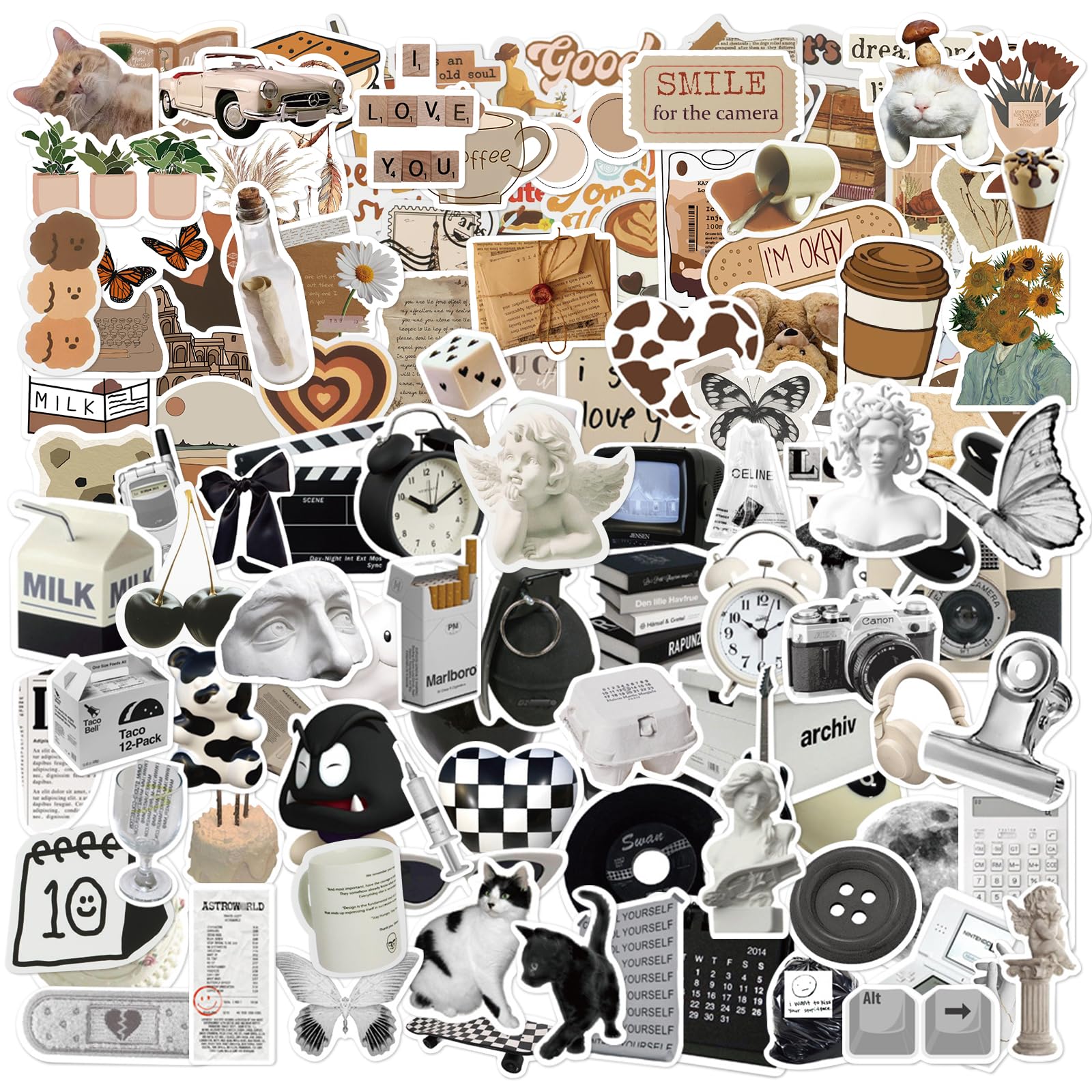 Makloee 50 Adesivi Vintage In Vinile Per Scrapbooking, Stile Botanico Retro, 4-6 Cm, Impermeabili Per Album, Laptop, Bottiglie - 4