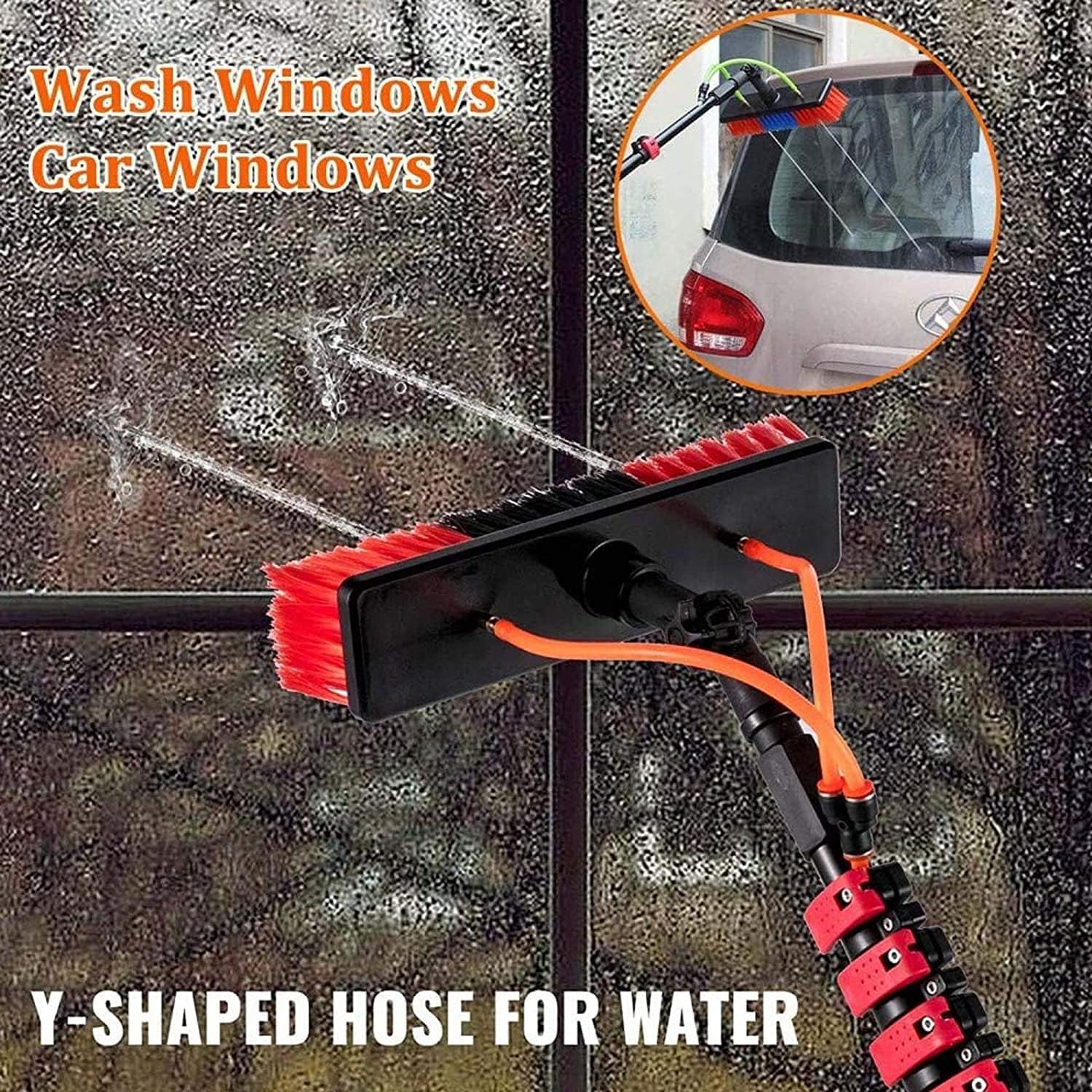 Pértiga con Cepillo para Limpieza de Ventanas, Kit de pértiga con Suministro de Agua, Cepillo para Limpieza de Paneles fotovoltaicos y solares, Herramienta para Lavar CRI