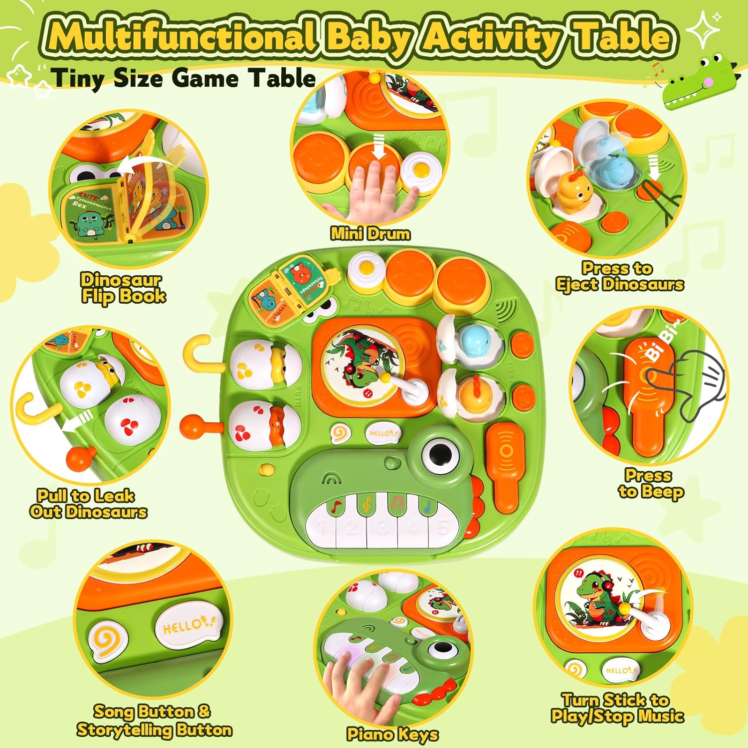 Activity Table for 1 Year Old Musical Toys for 1 Year Old Boys Sensory Toys for Baby with Sound Light Early Education Game Tiny Table Storytelling Mini Piano Drum Keys Baby Toys Gift for 1 2 Year Old 3